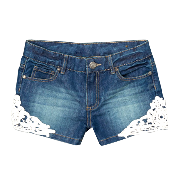 Girl’s denim Lace Design Shorts